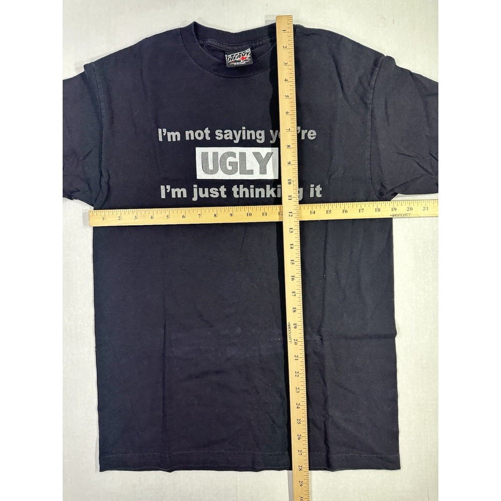 Vintage Top Heavy Funny T-Shirt M Black Graphic Tee "I'm Not Saying You're Ugly" - Picture 4 of 4
